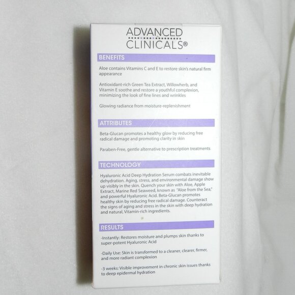 Advanced Clinicals Hyaluronic Serum Instant Skin Hydrator 1.75 FL Oz🆕⌚🏃💨🚚 - Picture 10 of 16
